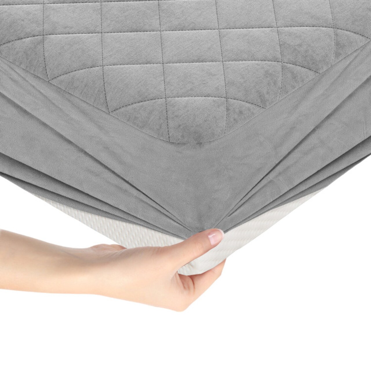 Luxury Mattress Pad with Breathable Polyester Cover and Deep Pocket Fit, Grey
